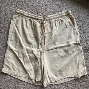 Vintage High Waisted Shorts tan cream summer drawstring tie waist - large